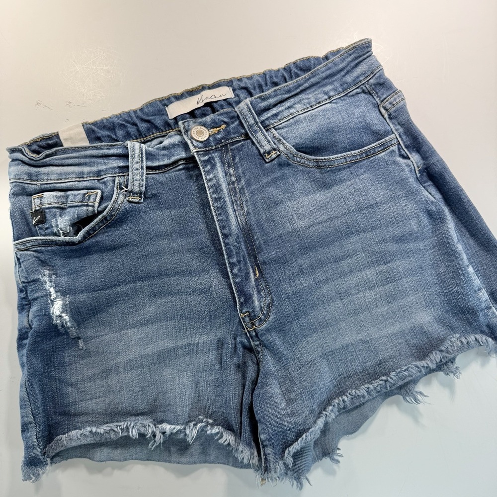 Kancan Women's Blue Jean‎ Denim Shorts Raw Hem Distressed 28